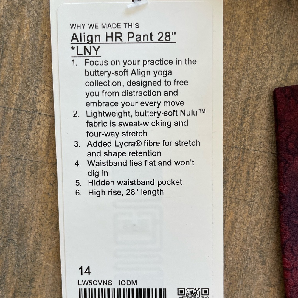 Lululemon Align High Rise Pant - 28". Size 14. Lunar New Year - NWT - Picture 6 of 8